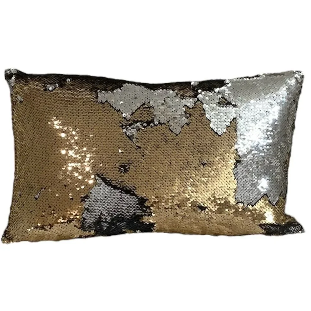 NWOT NEW Three (3) Aviva Stanoff Mermaid Sequin Gold/Silver/Black Luxury Pillows